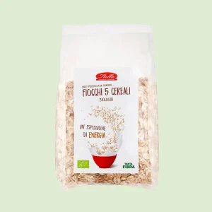 Confezione di Fiocchi 5 Cereali Biologici Stella, mix ricco di fibre ed energia per la colazione.