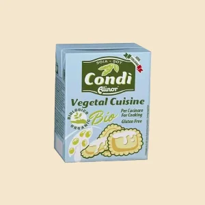 Confezione da 200ml di Condi Alinor Vegetal Cuisine Bio a base di soia, alternativa vegetale alla panna da cucina, senza glutine.