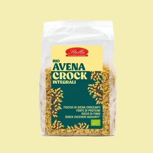 Confezione da 300g di Avena Crock Integrali Bio Stella, fiocchi di avena croccanti senza zuccheri aggiunti, ricchi di fibre e fonte di proteine.