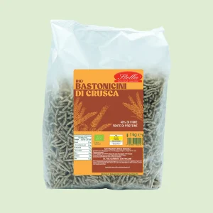 Confezione da 1kg di Bastoncini di Crusca Bio Stella, 40% di fibre e fonte di proteine, ideale per una colazione ricca di fibre.