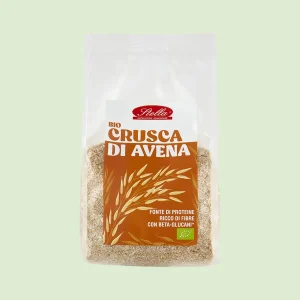 Confezione di crusca di avena biologica Stella, fonte di proteine e ricca di fibre con beta-glucani.