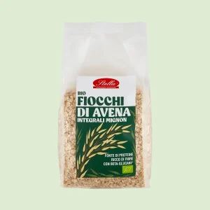 Confezione di fiocchi di avena integrali mignon biologici Stella, fonte di proteine e ricchi di fibre.