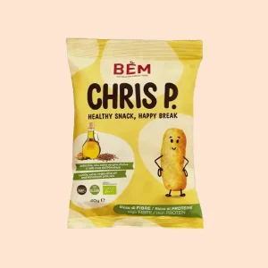 Snack Chris P. di BEM da 40g, a base di lenticchie con olio extravergine d'oliva e sale rosa dell'Himalaya. Biologico, gluten free e vegan.