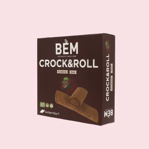 Confezione multipack da 5 snack Crock&Roll BEM gusto fondente, vegan e senza glutine.