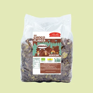 Confezione da 1kg di cereali biologici Choco Flakes Stella, corn flakes integrali ricoperti di cacao, ricchi di fibre.