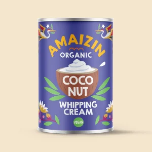 Lattina di Panna di Cocco BIO Amaizin da 400ml per montare, con etichetta vegan