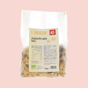 Confezione da 750g di Muesli Superfrutta Bio Ki, ricco di fibre e senza zuccheri aggiunti.