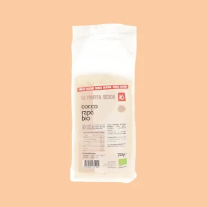 Confezione completa di Cocco Rapè Bio Ki 250g in busta trasparente con etichetta frontale.