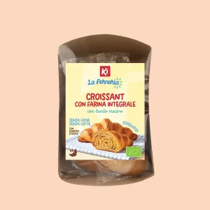 Confezione di Croissant con Farina Integrale Bio Ki La Forneria da 4 pezzi, senza uova e senza latte, con lievito madre e sciroppo d’agave.